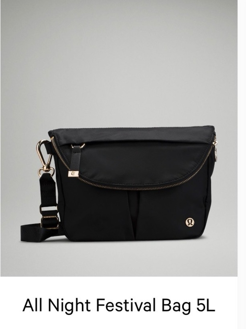 lululemon athletica All Night Festival Crossbody Bag - Black with Gold Hardware